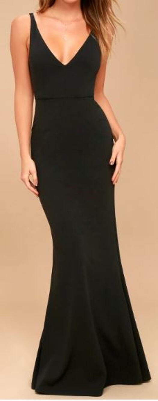 LULU'S XS Melora Black Sleeveless Maxi Evening Mermaid formal party Dress 0B3